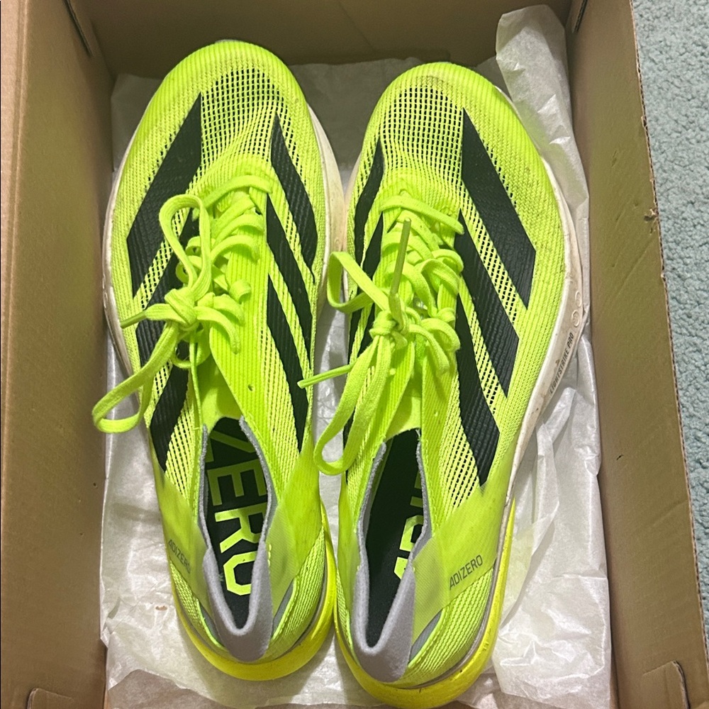 Adidas Bright Lime spikes